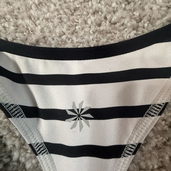 Athleta black white Striped Racerback Sports Bra – Size Medium - Picture 5 of 5